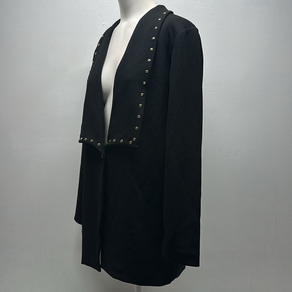 Michael Kors Blazer Jacket Long Sleeve Pockets Black Gold Studded Size Small - Picture 6 of 8